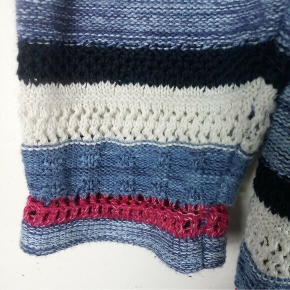 J Jill Cardigan Small Petite Stripe Cotton Linen Modal Pockets Shawl Collar - Picture 3 of 8